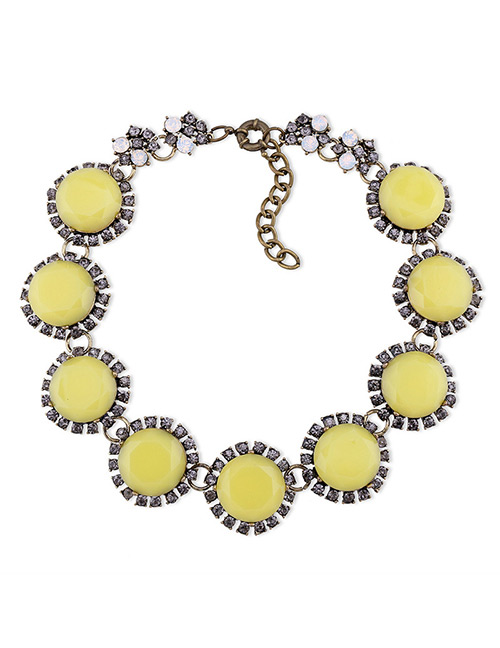 Fashion Yellow Round Shape Decorated Pure Color Necklace