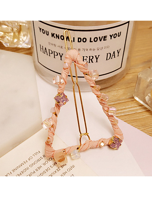 Elegant Pink Triangle Shape Decorated Hairpin