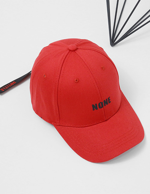 Fashion Red Embroidery Letter Decorated Pure Color Cap