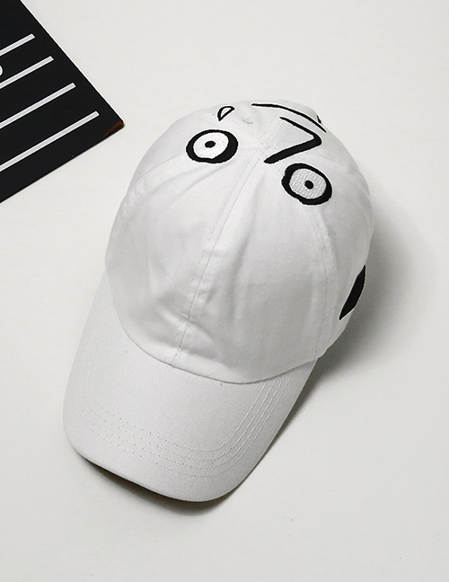 Fashion White Funny Expression Decorated Adjustable Baseball Cap