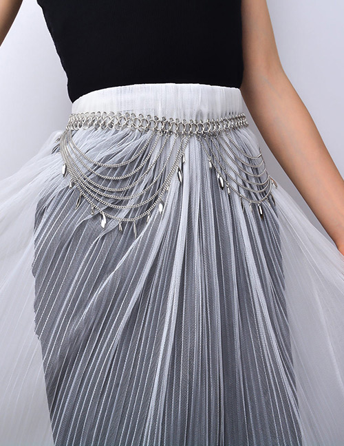 Fashion Silver Color Tassel Decorated Pure Color Waist Chain