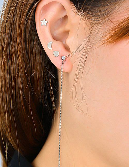 Fashion Silver Color Moon&star Decorated Pure Color Earrings Sets