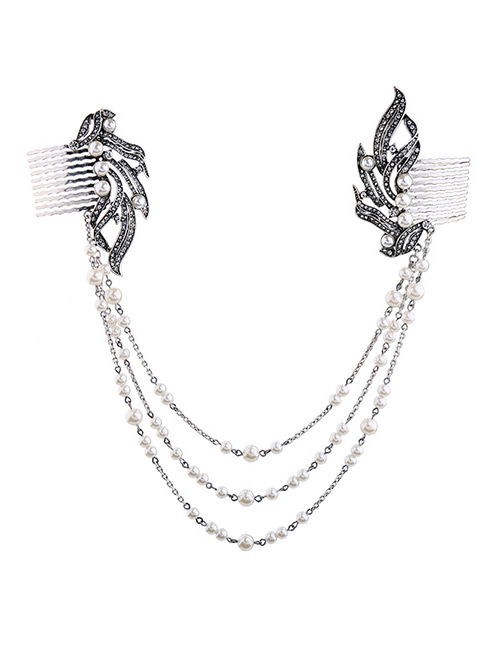 Vintage White Tassel&pearls Decorated Simple Hair Comb