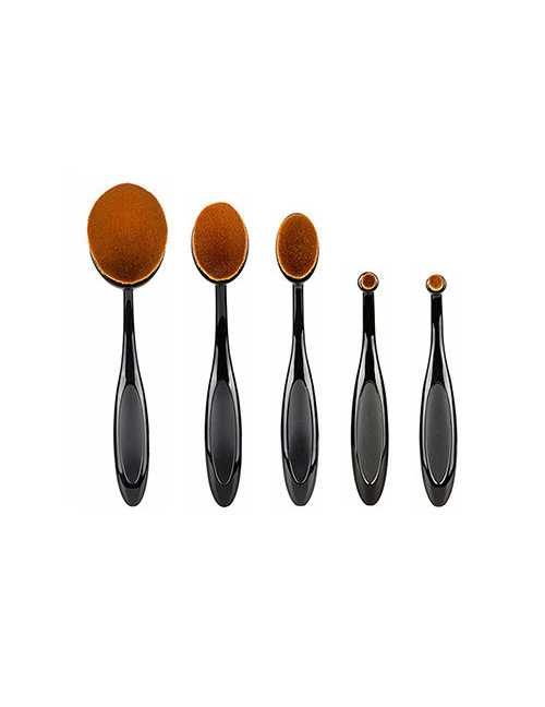 Trendy Black Toothbrush Shape Decorated Makeup Brush(5pcs)