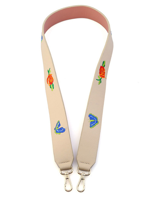 Fashion White Embroidery Butterfly Decorated Pure Color Bag Strap