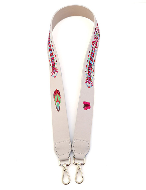 Fashion White Embroidery Tree Decorated Pure Color Bag Strap