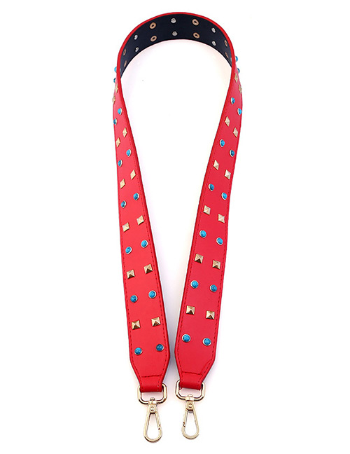Fashion Red Rivets Decorated Simple Width Bag Strap