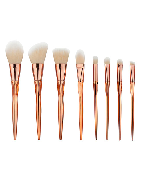 Trendy Rose Gold Pure Color Decorated Makeup Brush(8pcs)