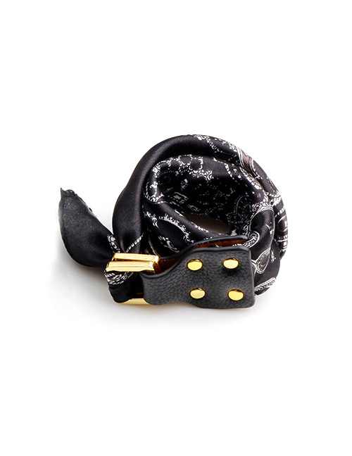 Trendy Black Buckle&rivet Decorated Simple Bracelet