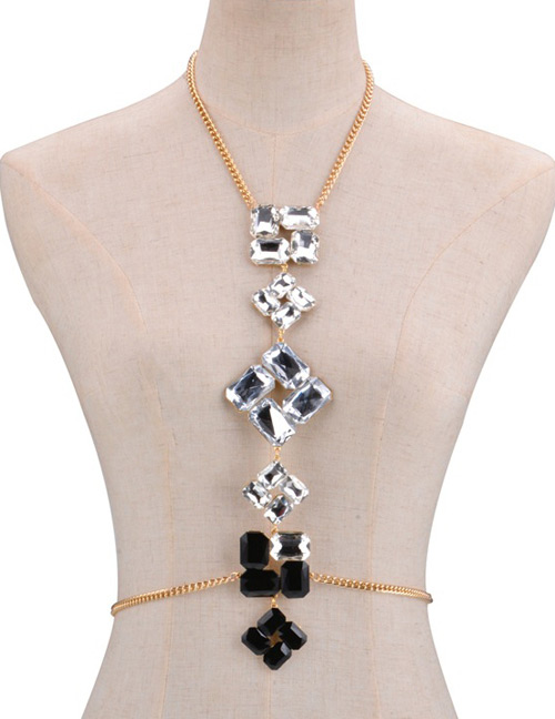 Fashion White+black Diamond Decorated Simple Body Chain