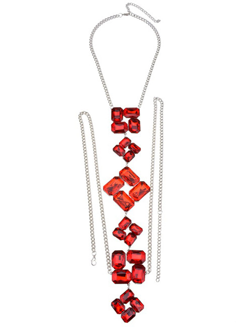 Fashion Red Diamond Decorated Simple Body Chain