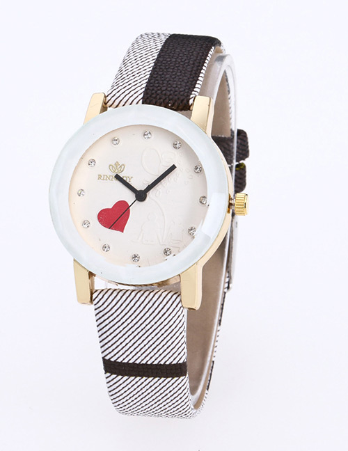 Fashion Black Grid Pattern Decorated Pure Color Watch