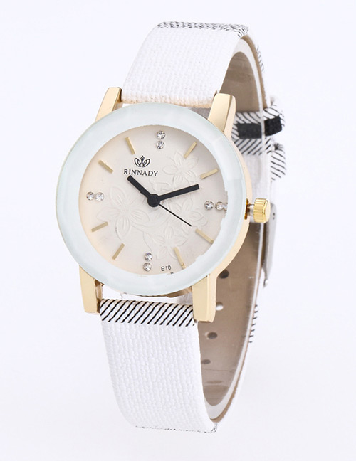 Fashion White Stripe Pattern Decorated Pure Color Watch