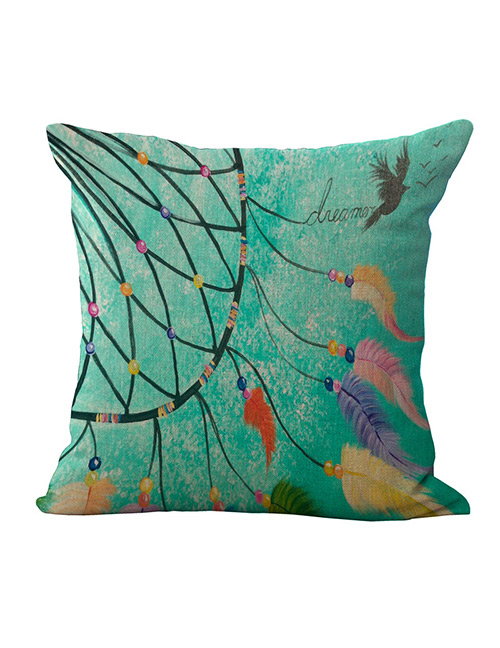 Fashion Green Feather Pattern Decorated Simple Pillowcase
