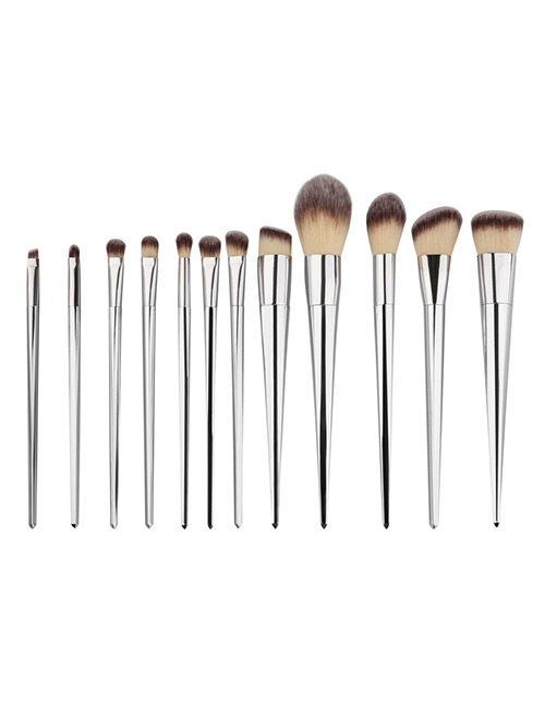 Fashion Gray+silver Color Color Matching Decorated Makeup Brush(12pcs)
