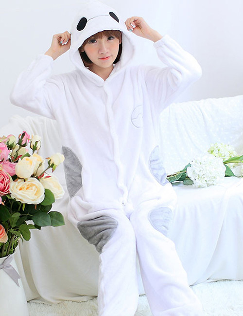 Fashion White Baymax Shape Decorated Simple Nightgown
