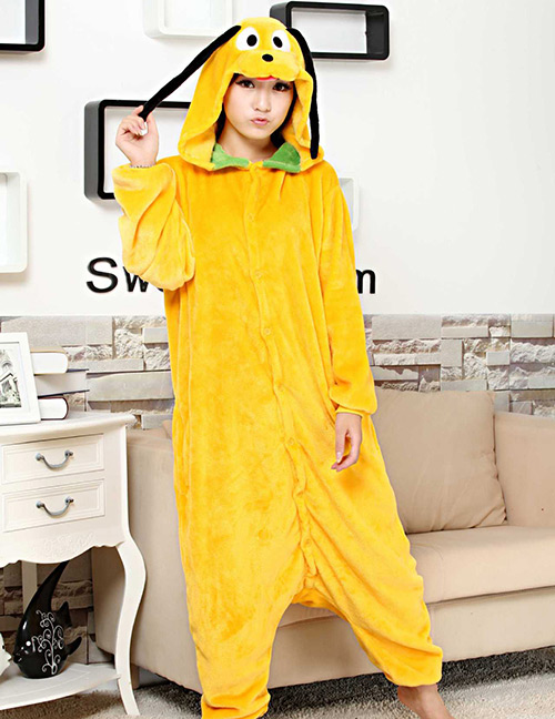 Fashion Yellow Little Yellow Dog Shape Decorated Simple Nightgown