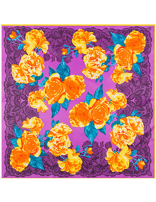 Fashion Purple Flower Pattern Decorated Simple Scarf