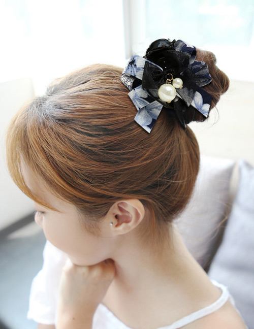 Fashion Dark Blue Flower Shape Decorated Simple Hair Claw
