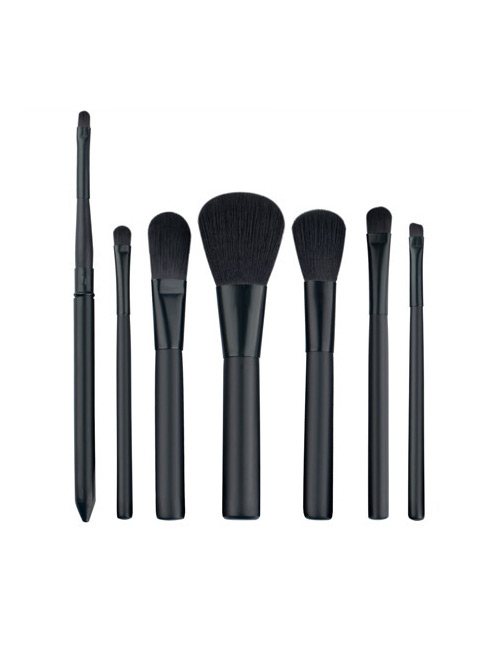 Fashion Black Pure Color Decorated Simple Makeup Brush (7 Pcs)