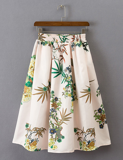 Fashion Light Pink Flower Pattern Decorated Simple Skirt