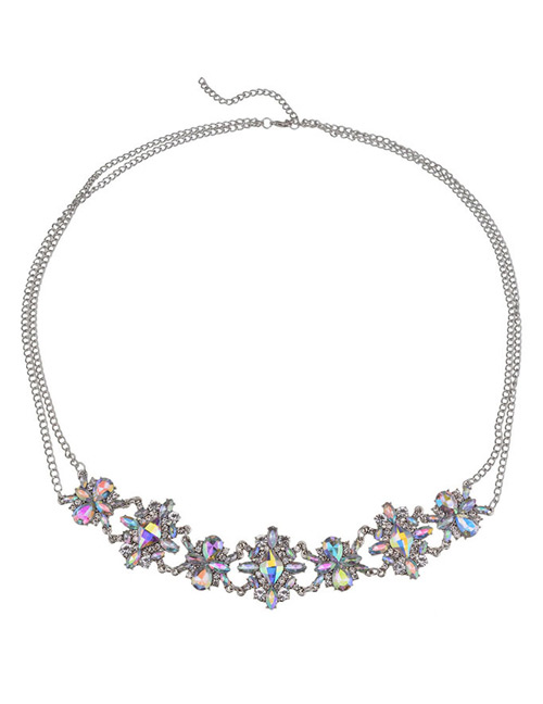 Fashion Diamond (ab) Flower Shape Decorated Simple Body Chain