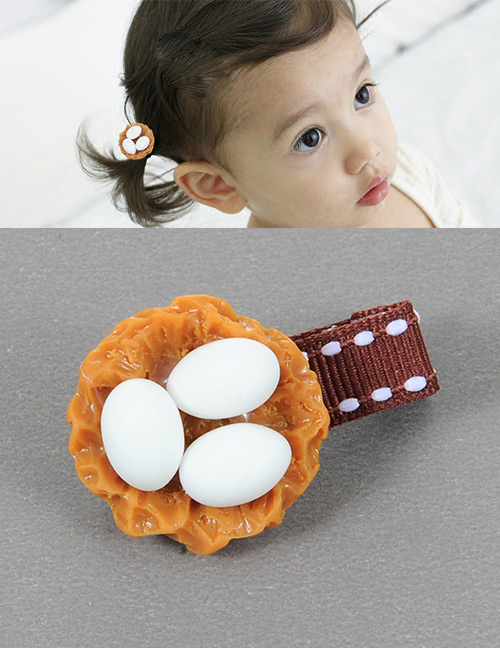 Fashion White+yellow+brown Duck Egg Shape Decorated Simple Hair Pin