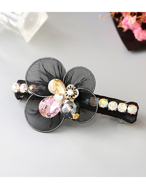 Lovely Black Diamond&flower Decorated Simple Hair Band