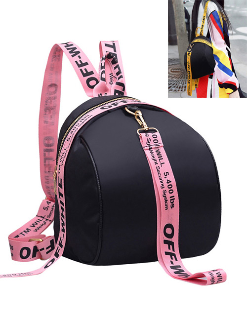 Fashion Pink Colored Ribbon Decorated Simple Backpack