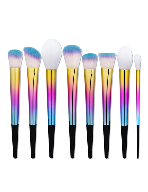 Fashion Multi-color Sector Shape Decorated Simple Makeup Brush (8 Pcs)