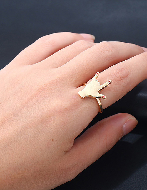 Fashion Gold Color Finger Shape Decorated Pure Color Ring