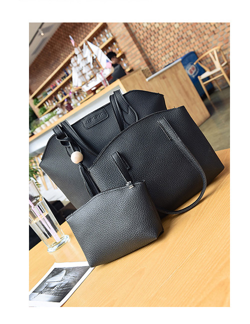 Elegant Black Round Shape Decorated Bags (3pcs)