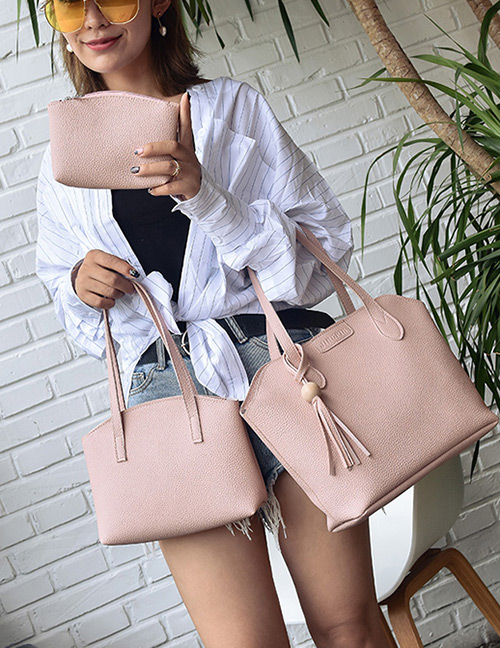 Elegant Pink Round Shape Decorated Bags (3pcs)