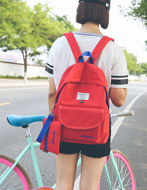 Fashion Red Letter Pattern Decorated Backpack (2 Pcs)