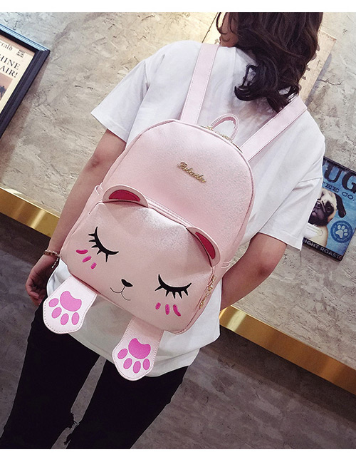 Lovely Pink Cat Shape Decorated Backpack