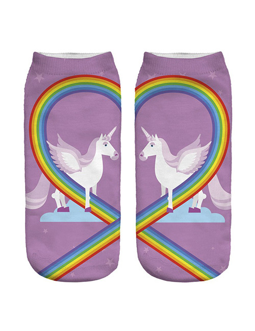 Lovely Purple Unicorn Pattern Decorated Socks