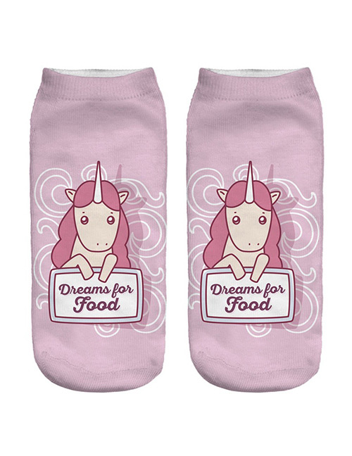 Lovely Pink Unicorn Pattern Decorated Socks