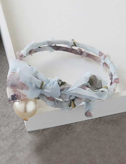 Fashion Light Blue Pearl Decorated Hair Disk