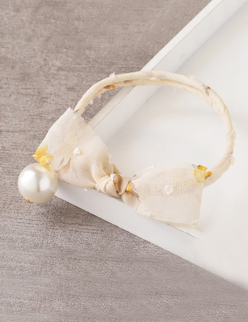 Fashion Light Yellow Pearl Decorated Hair Disk