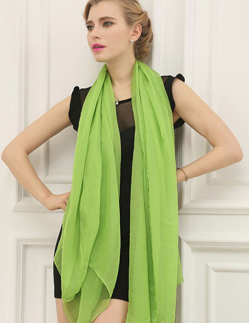 Fashion Light Green Pure Color Decorated Scarf