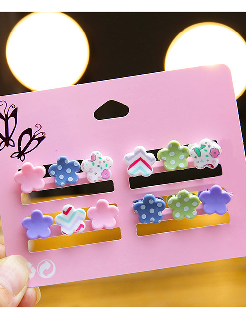 Fashion Multi-color Wave Point Pattern Decorated Hair Clip (12 Pcs)
