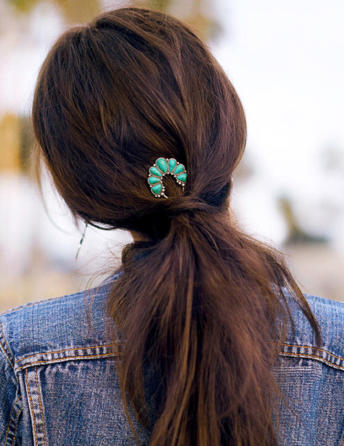Fashion Green Water Drop Shape Decorated Hairpin