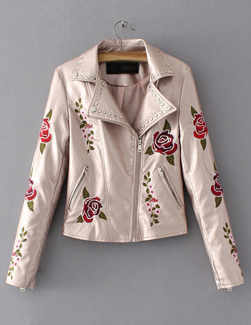 Fashion Pink Flower Shape Decorated Coat