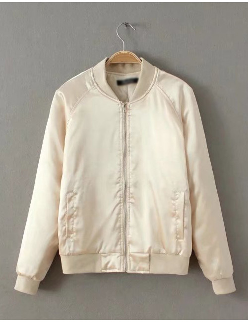 Fashion Beige Pure Color Decorated Jacket