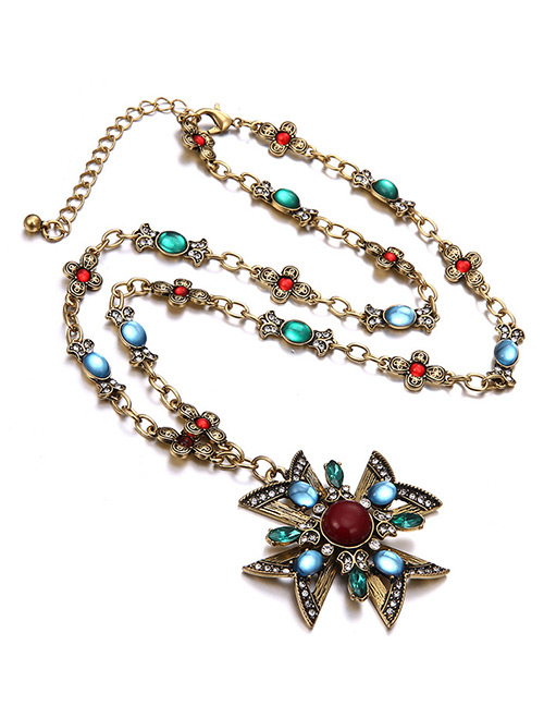 Fashion Gold Color Cross Shape Decorated Necklace