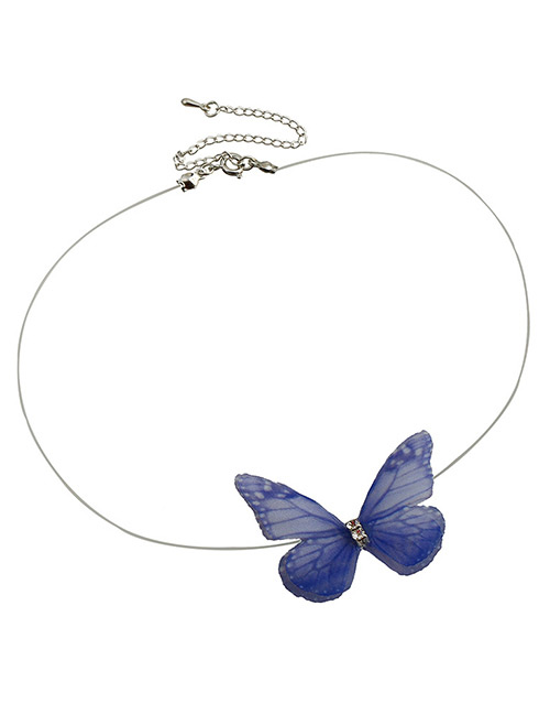 Fashion Sapphire Blue Butterfly Decorated Simple Choker