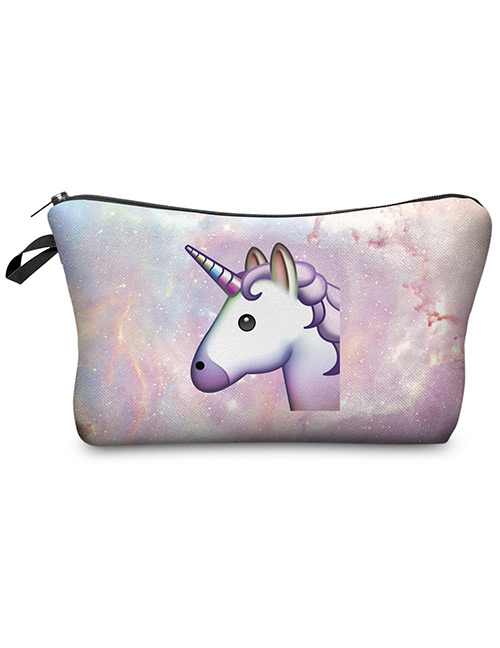 Lovely Light Purple Unicorn Pattern Decorated Cosmetic Bag