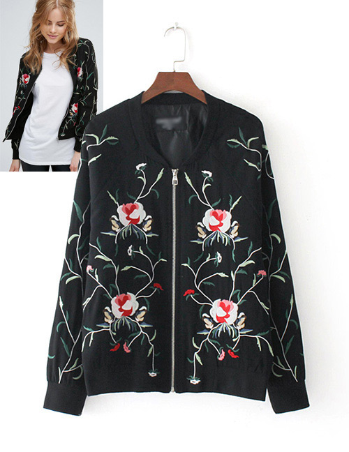 Fashion Black Grid Pattern Decorated Long Sleeves Jacket