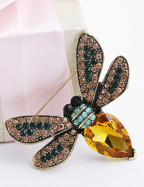Fashion Red Diamond Decorated Bee Shape Design Brooch