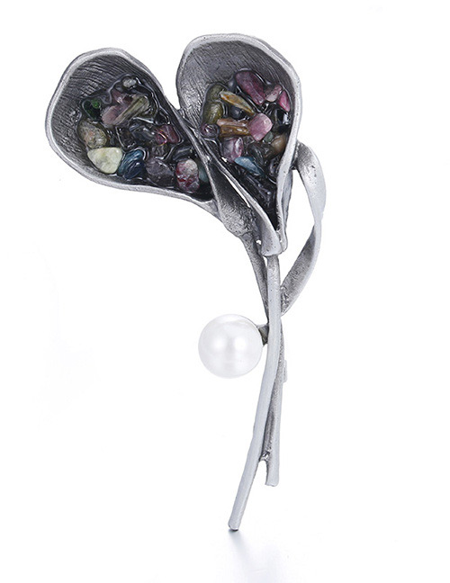 Fashion Multi-color Gemstone&pearls Decorated Flower Shape Brooch